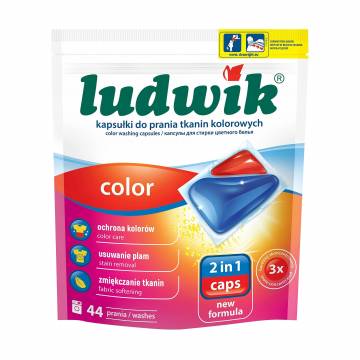 Капсулы для стирки Ludwik Color 2 в 1 для цветных вещей, 44 стирки, 44 шт