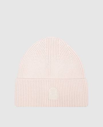 Бежевая шапка из шерсти с патчем логотипа