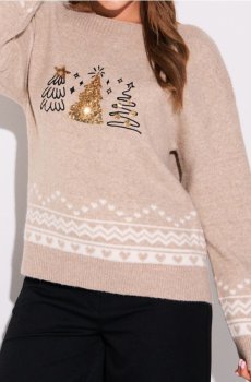 Святковий светр із ялинками та паєтками - різнобарвний