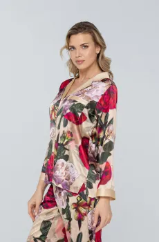 Женская шелковая рубашка с узором Разноцветный 44 MARC&ANDRE W23-00SS107