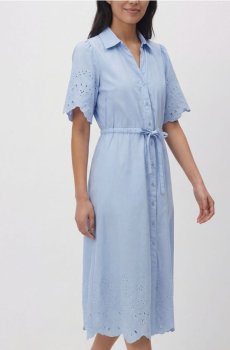 Reserved - Бавовняна сукня з ажурними вставками - світло-блакитний - 459JO-50X