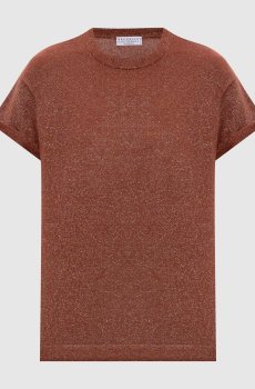 Коричневая футболка с кашемиром и шелком