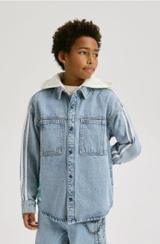 Reserved - Джинсова сорочка з каптуром - синій - 491HW-55J