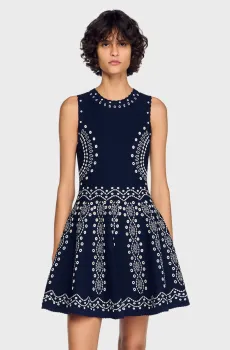 Женское темно-синее платье Синий 40 Sandro SFPRO04854_Navy Blue