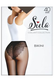Колготки женские Siela Bikini с кружевными трусиками, 40 DEN, Tabaco, размер 4