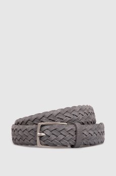 Серый замшевый плетеный ремень