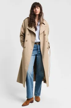 Женский бежевый тренч с узором MONOGRAM JACQUARD TRENCH COAT Бежевый S Gant 4751122