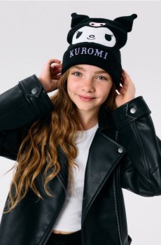 Шапка з 3D вушками Kuromi - чорний
