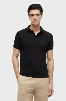 Мужское черное поло 1985 SLIM Черный XXL Tommy Hilfiger MW0MW17771