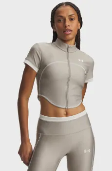 Женская бежевая спортивная кофта UA HeatGear Novelty SS FZ Бежевый L Under Armour 6013658-203