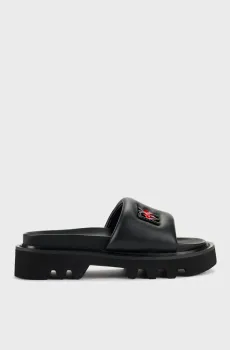 Женские черные кожаные слайдеры Черный 37 DKNY K2452166