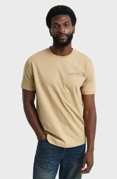 Мужская бежевая футболка Бежевый M Gant 2044017