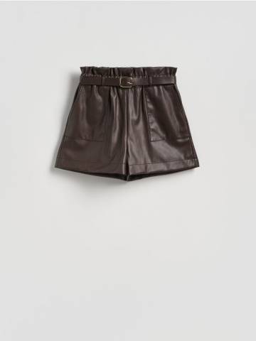 Reserved - LADIES` SHORTS & BELT - темно коричневий - 854GS-89X