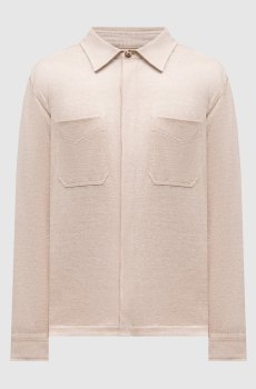 Бежевая рубашка с леном и шелком