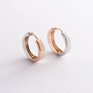 Серьги - кольца из красного и белого золота с05032 Серьги - кольца из красного и белого золота с05032