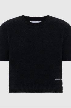 Черный топ с нашивкой логотипа