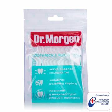 Зубочистка с зубной нитью 2 в 1 Dr.Morgen для ежедневного ухода, 30 шт Зубочистка с зубной нитью 2 в 1 Dr.Morgen для ежедневного ухода, 30 шт