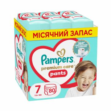 Подгузники-трусики Pampers Premium Care Pants размер 7 (15+ кг), 80 шт Подгузники-трусики Pampers Premium Care Pants размер 7 (15+ кг), 80 шт