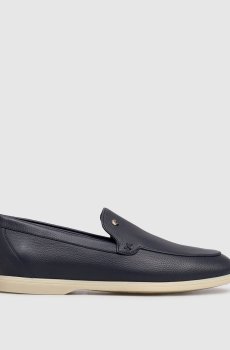 Синие кожаные лоферы с эмблемой