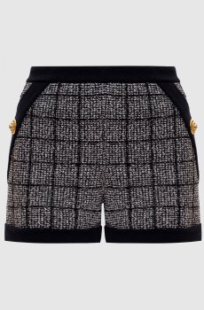 Черные твидовые шорты в клетку