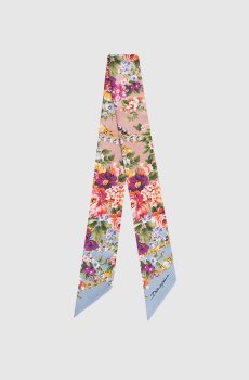 Розовая лента твили из шелка в принт