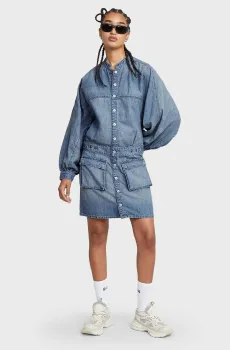 Женское голубое джинсовое платье Macro Balloon Голубой S G-Star RAW D26286,D539