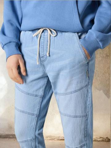 Джинсові штани карго-джогери - синій