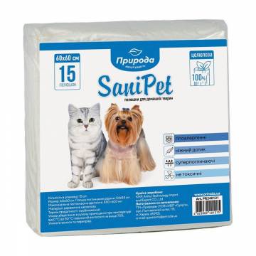 Пеленки для домашних животных Природа Sani Pet, 60*60 см, 15 шт Пеленки для домашних животных Природа Sani Pet, 60*60 см, 15 шт