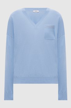 Голубой пуловер с цепочкой