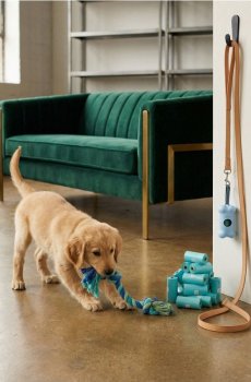 Набір для собак: іграшка, пакети для прибирання та чохол для пакетів – 24 шт. - синій