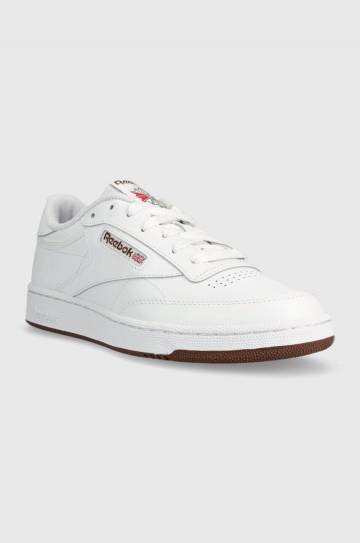 Кожаные кроссовки Reebok Classic Club C 85 цвет белый FZ6012.100039279-WH/WH/RO Кожаные кроссовки Reebok Classic Club C 85 цвет белый FZ6012.100039279-WH/WH/RO