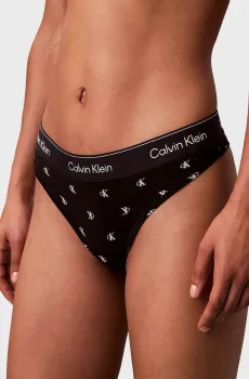 Женские черные трусики с узором Черный XS Calvin Klein LV00QF8518