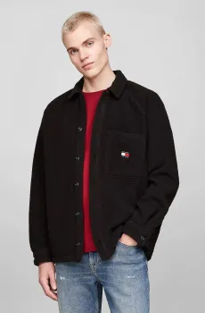 Мужская черная рубашка TJM XS BADGE TEDDY OVERSHIRT Черный XL Tommy Jeans DM0DM19647