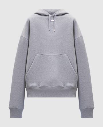 Серое утепленное худи с логотипом