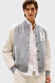 Мужской серый бомбер MEDIA Серый S Tommy Hilfiger MW0MW39684