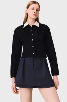 Женская темно-синяя юбка-шорты в полоску Синий 40 MAJE MFPSH00681_Blue