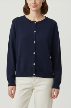 Кофта з декоративними ґудзиками - темно-синій