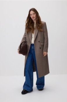 Reserved - Пальто з тканини з додаванням вовни - сіро-коричневий - 725AY-74X