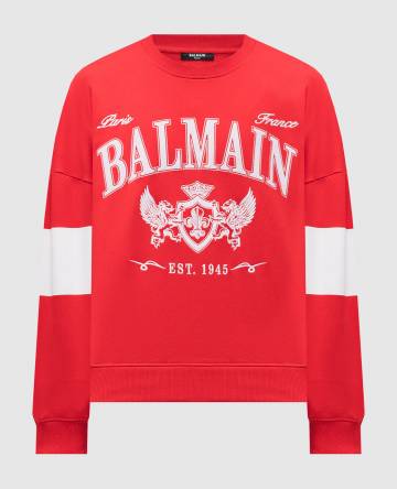 Красный свитшот с вышивкой Balmain College