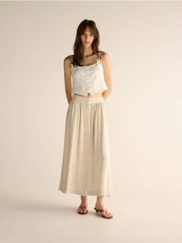 Reserved - LADIES` SKIRT - бежевий - ZN181-08X Reserved - LADIES` SKIRT - бежевий - ZN181-08X