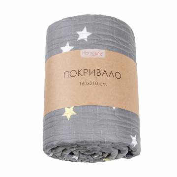 Стеганое покрывало Home Line Пэчворк, звёзды, серое, 210*240 см (177325)