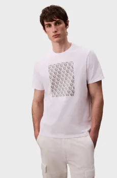 Мужская белая футболка MACRO AOP PUFF GRAPHIC Белый M Calvin Klein Jeans LV04RC841G