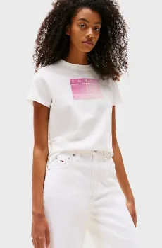 Женская белая футболка REG GRADIENT FLAG Белый XS Tommy Jeans DW0DW20905