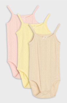Бавовняне боді на бретелях 3 pack - пастельний рожевий