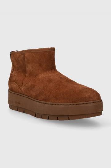 Замшевые сапоги Tommy Hilfiger COOL SUEDE SNOWBOOT цвет коричневый FW0FW07662 Замшевые сапоги Tommy Hilfiger COOL SUEDE SNOWBOOT цвет коричневый FW0FW07662