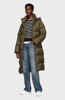 Женский оливковый пуховик HW DOWN CASUAL MAXI Оливковый XS Tommy Hilfiger WW0WW43784