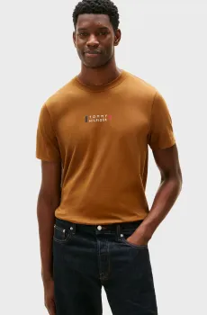 Мужская бежевая футболка BRAND LOVE SMALL Коричневый L Tommy Hilfiger MW0MW41453