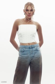 Молочний корсетний топ із боковою шнурівкою