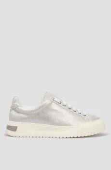 Женские серебристые кожаные сникерcы Серебряный 36 Baldinini D2D250POPY;0085