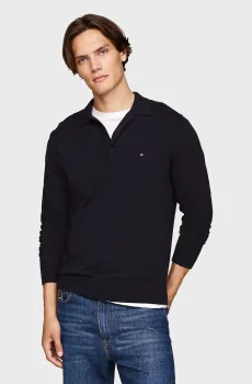 Мужское темно-синее поло PIMA ORG CTN CASHMERE LS POLO Синий S Tommy Hilfiger MW0MW36519